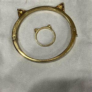 Kate Spade New York “Out Of The Bag” Cat Ears Bangle & Ring (size 8)